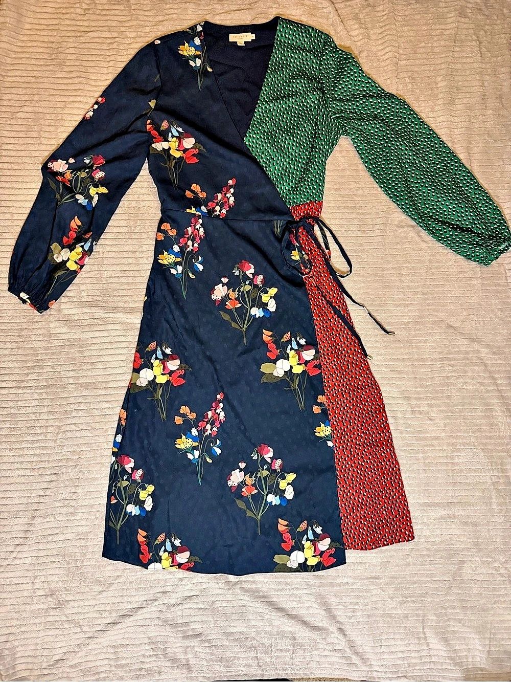Ted Baker Talissa Peppermint Floral Mix Print Wrap Midi Dress Size 3